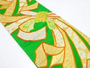 アンティーク　束ね熨斗に花・古典柄織り出し袋帯（材料）